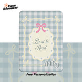 Born to Read Green Checkerboard Kindle Case, Kobo Case, Free Personalization